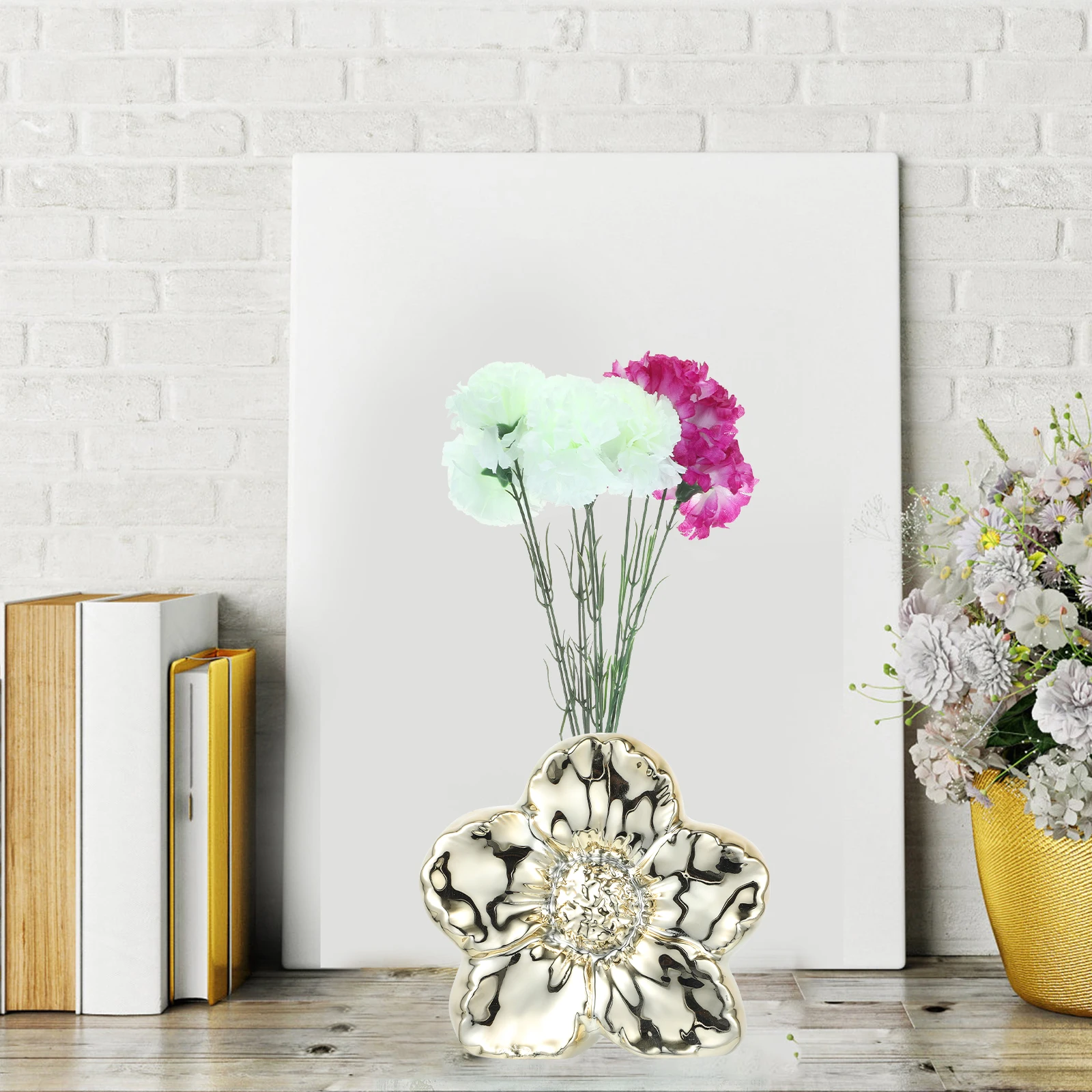 

Flower Shape Ceramic Vase for Home Decor Modern Aesthetic Vase for Dried Flowers Pampas Reeds Artificial Plants Table