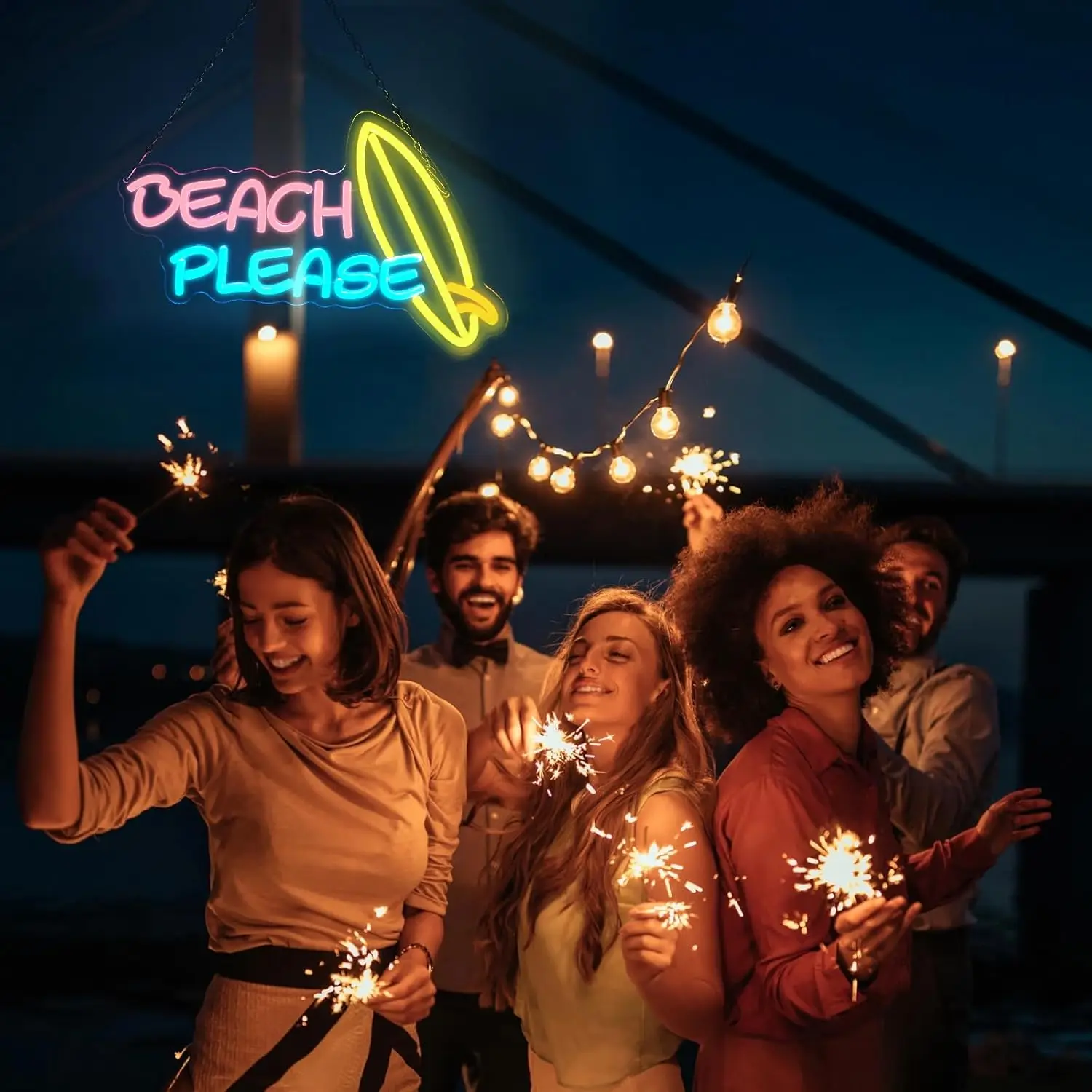 해변 네온사인 디밍 가능 네온 LED 조명 사인, USB 전원, 벽 장식용, 침실, 거실, 바, 해변 파티 장식용