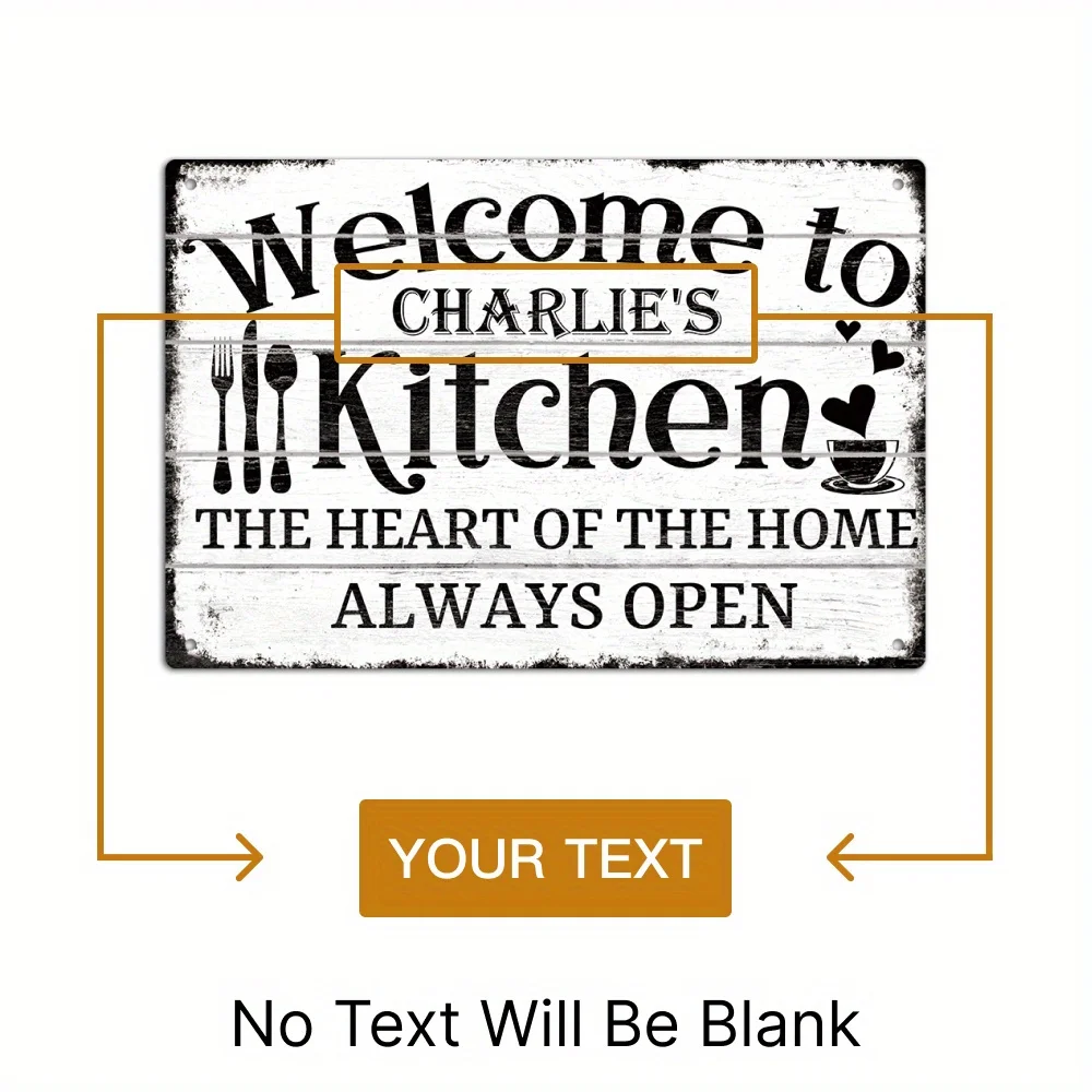 [Customized] Custom Metal Sign, Welcome to Charlie'S Kitchen The Heart of The for Home Always Open, Personalized Wall Art Decor