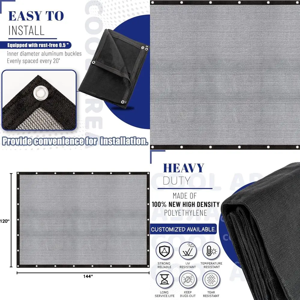 

Черный сетчатый брезент от солнца 10x12 футов с втулками для патио, навеса, сада, бассейна и многого другого