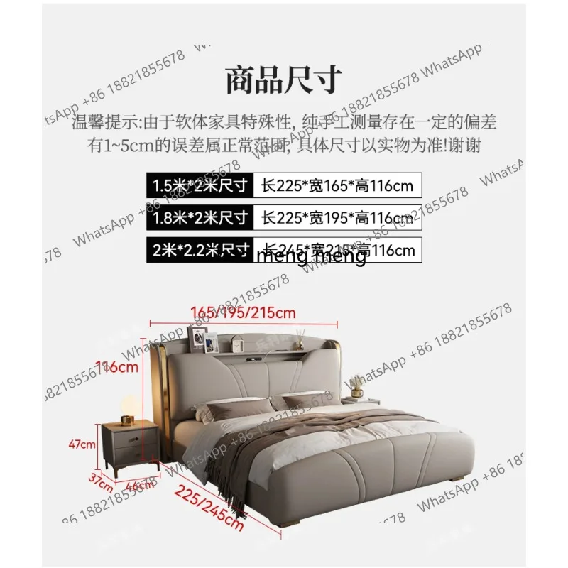 E136 180x200cm new queen bed frame Double bed king size luxury twin full bed Composite leather wooden headboard bedroom furnitur view 5