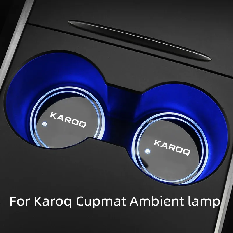 Suitable for Skoda Karoq car luminous water coaster anti-skid pad car LED colorful modified atmosphere lamp Accessories