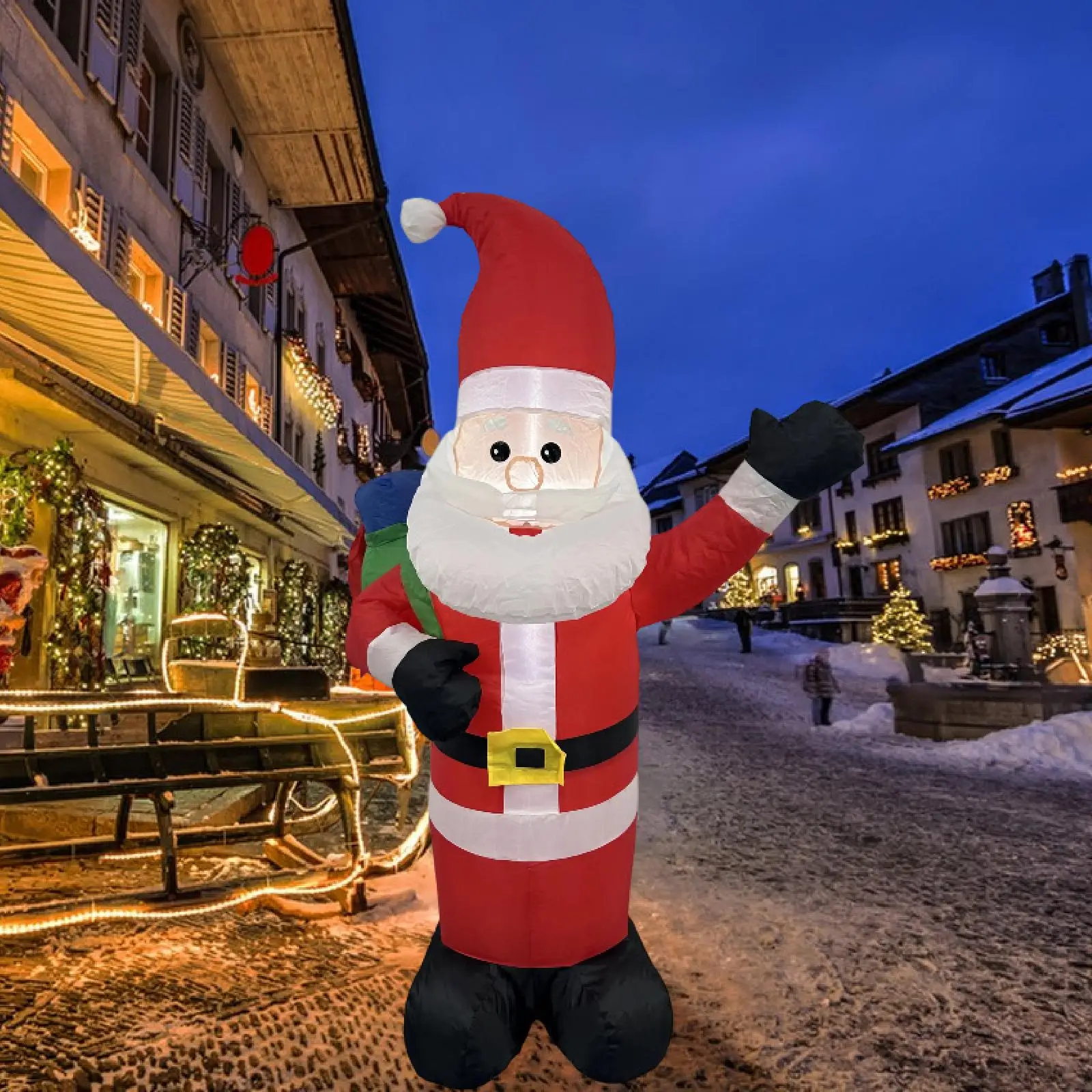 

Рождественское надувное украшение Санта-Клауса со светящимся светодиодным светом, гигантское уличное украшение для домашнего газона, праздничный дисплей