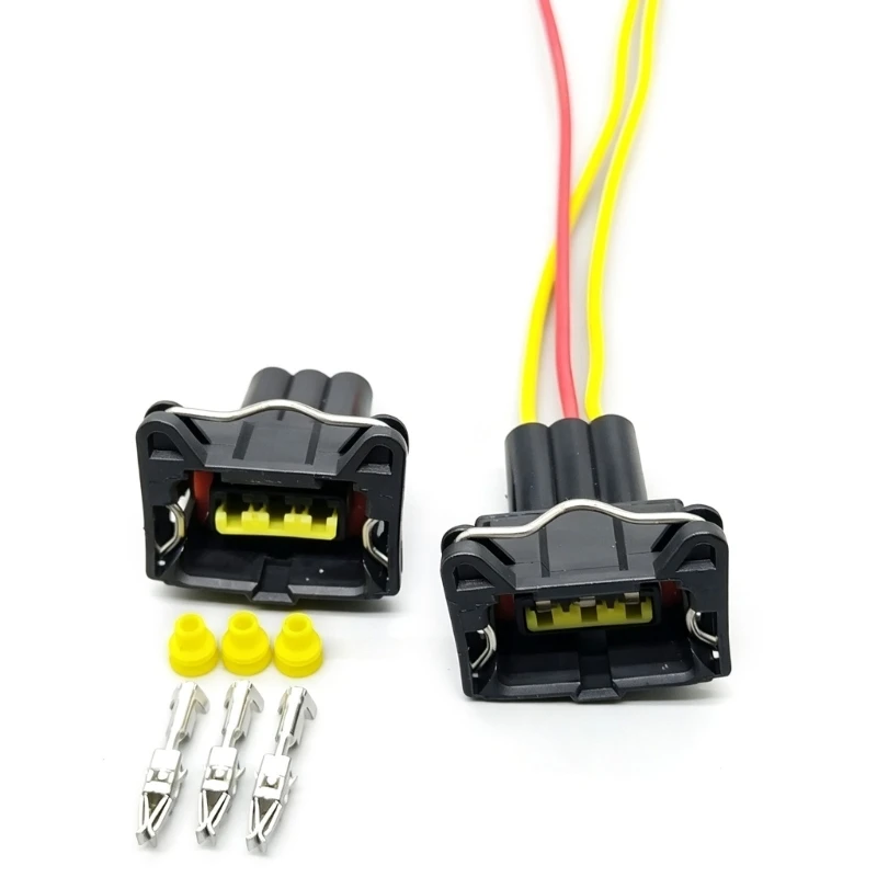 y1gd 3 Pin Automotive Plug Set for Wiring Repair with Housing 3 Terminals and 3 Rubber Grommets for Vehicle Service Tasks