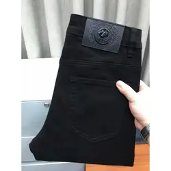 High Quality Fashion Korean Style Clothes Japanese Punk Designer Slim-fit Luxury Black Streetwear Stretch Denim Jeans for Men