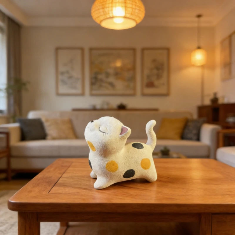 

Декоративная фигурка кошки из фиолетовой глины для чайной церемонии, высококачественная, креативная, милая, самонадеянная, каллико, украшение для чайного столика, декор для чайной церемонии