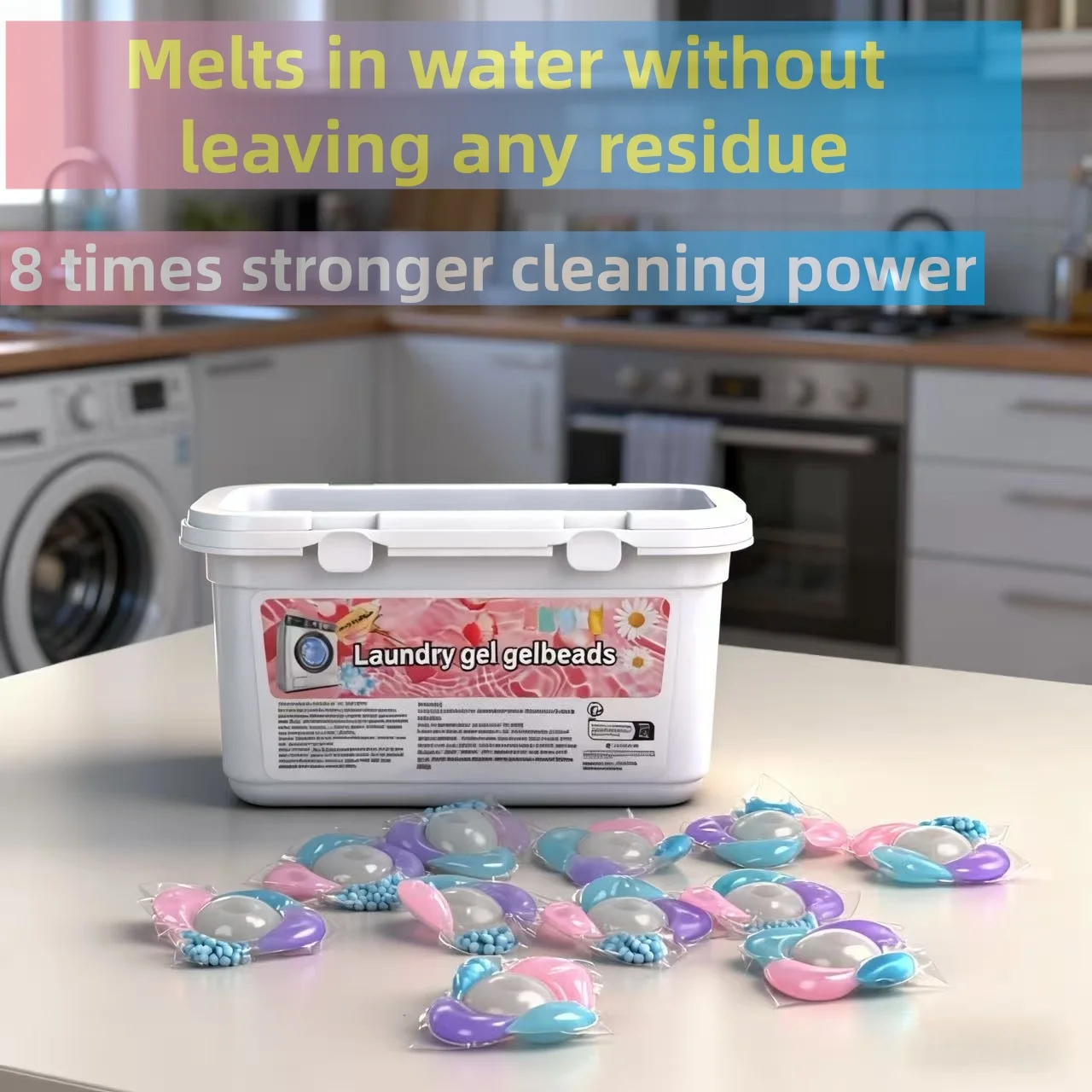 Cápsulas de Detergente para Ropa con Fragancia 5D, 12g*30pcs/Caja, Multiefecto, Aroma Duradero, 8 Veces Más Poder de Limpieza, Protección del Color, Suavizante