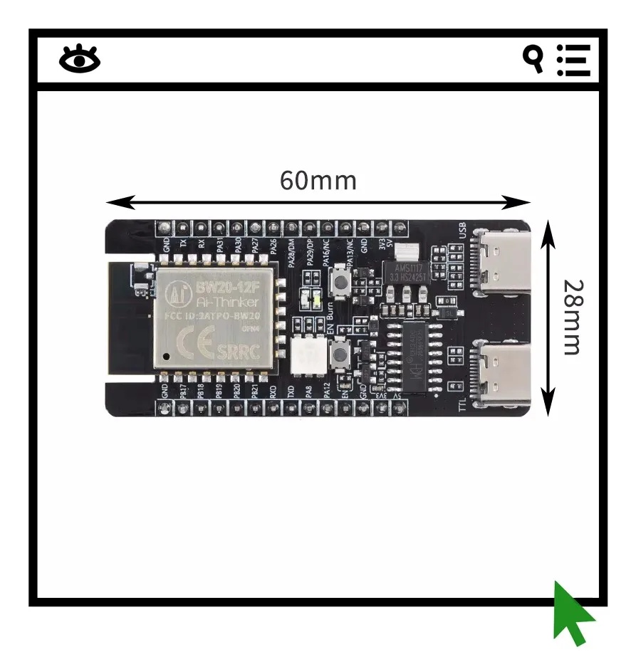 

Комплект BW20-12F: двухдиапазонный модуль Wi-Fi + Bluetooth 5.0, плата для разработки, низкопотребляющая, со встроенной антенной