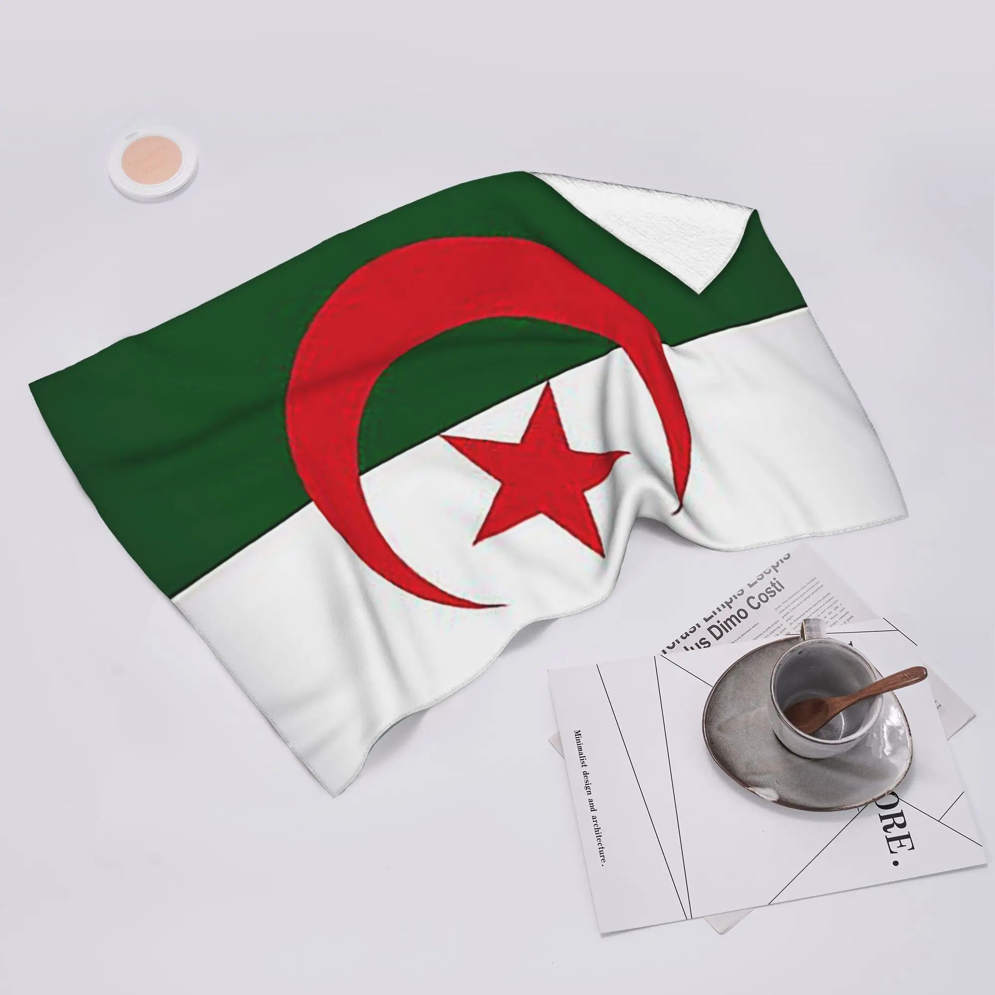 Custom Algeria Official Flag of Algeria Soft Face Towel Quick Dry Pool Bath Cotton Towels Absorbent