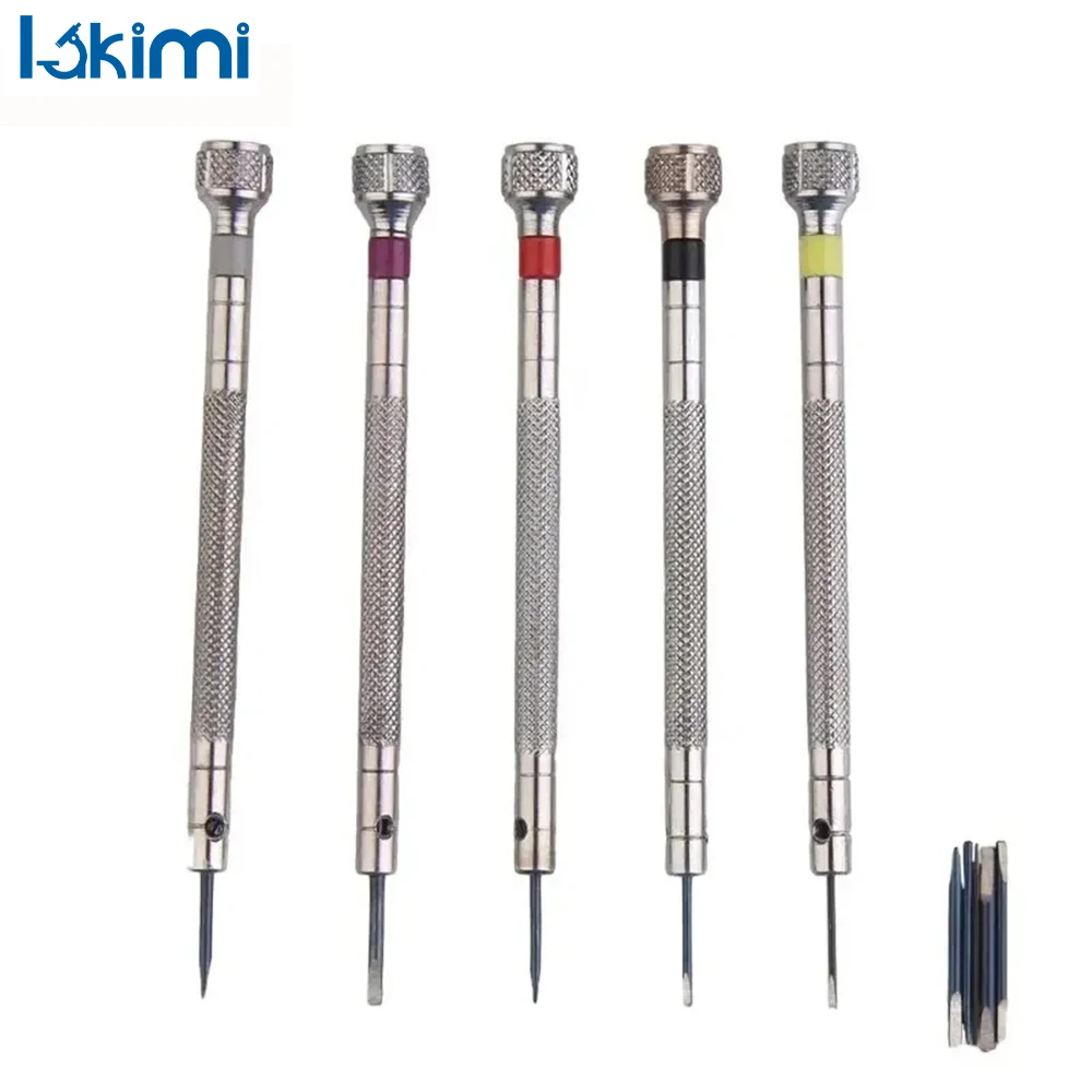 

5pcs Steel Screwdriver Set - Portable Band Removal Tools with Mini Link Pins, 0.8-1.6mm for Watchmaker Repair Kit LA-AA35