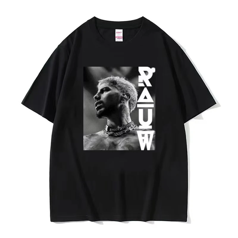 Rapper Rauw Alejandro Reggaeton Trap T-shirt Men's Harajuku Retro Hip Hop Punk T-shirts Unisex 100% Cotton Short Sleeve T Shirt