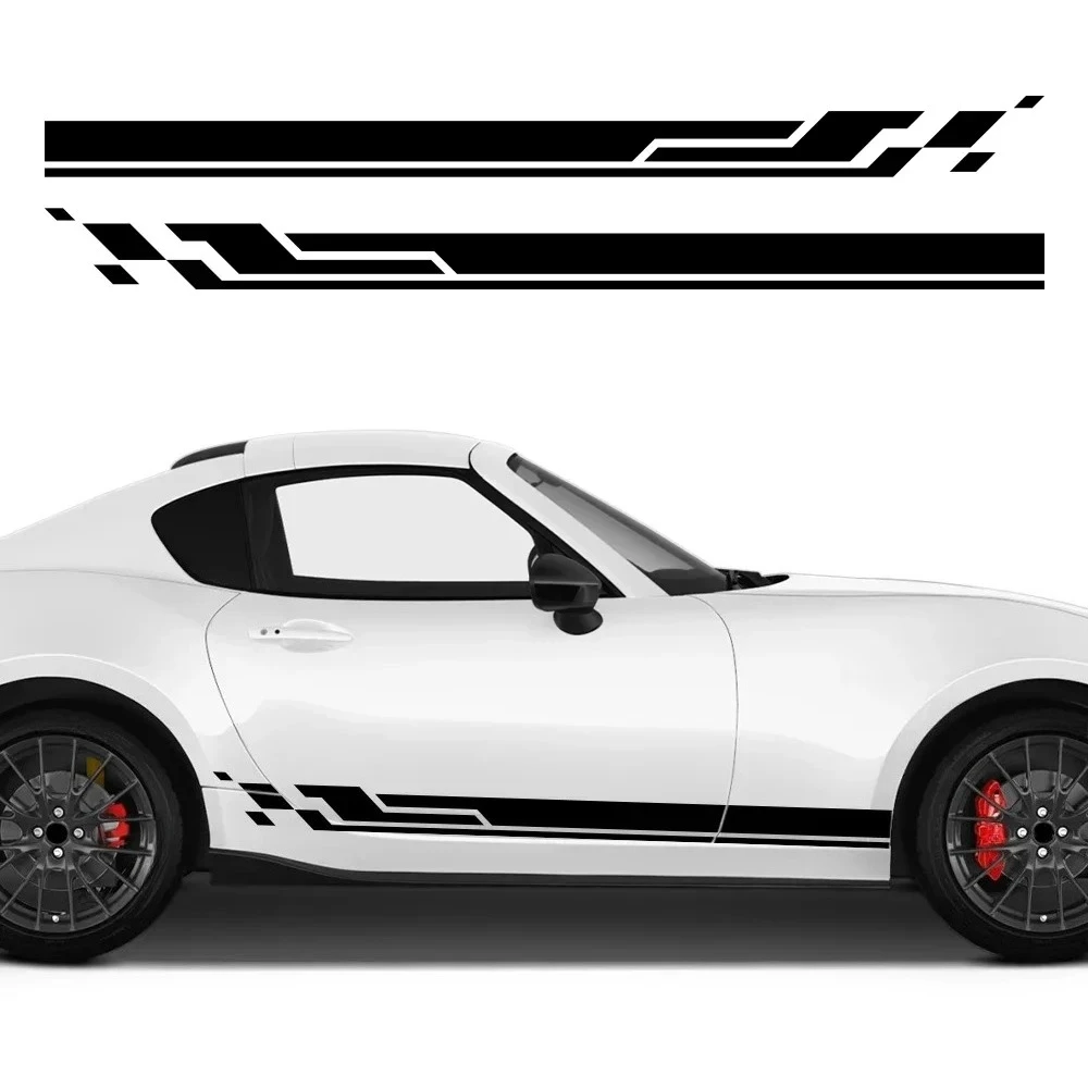 2PCS Car Door Side Stickers Stripes Sport Racing Vinyl Decals Car Body Decoration Stickers Accessories Fit For Mazda RX5 3 CX5
