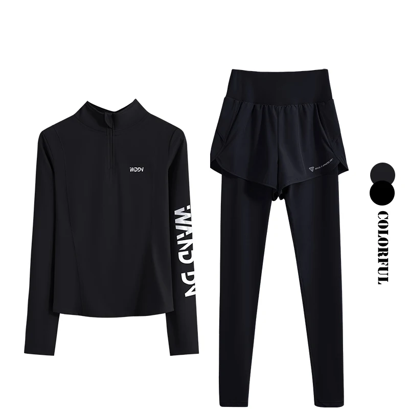 Drur feminino 2 pçs conjunto de jaqueta yoga sem costura zíper camisa esportiva cintura alta legging define roupa esportiva roupas de ginásio feminino