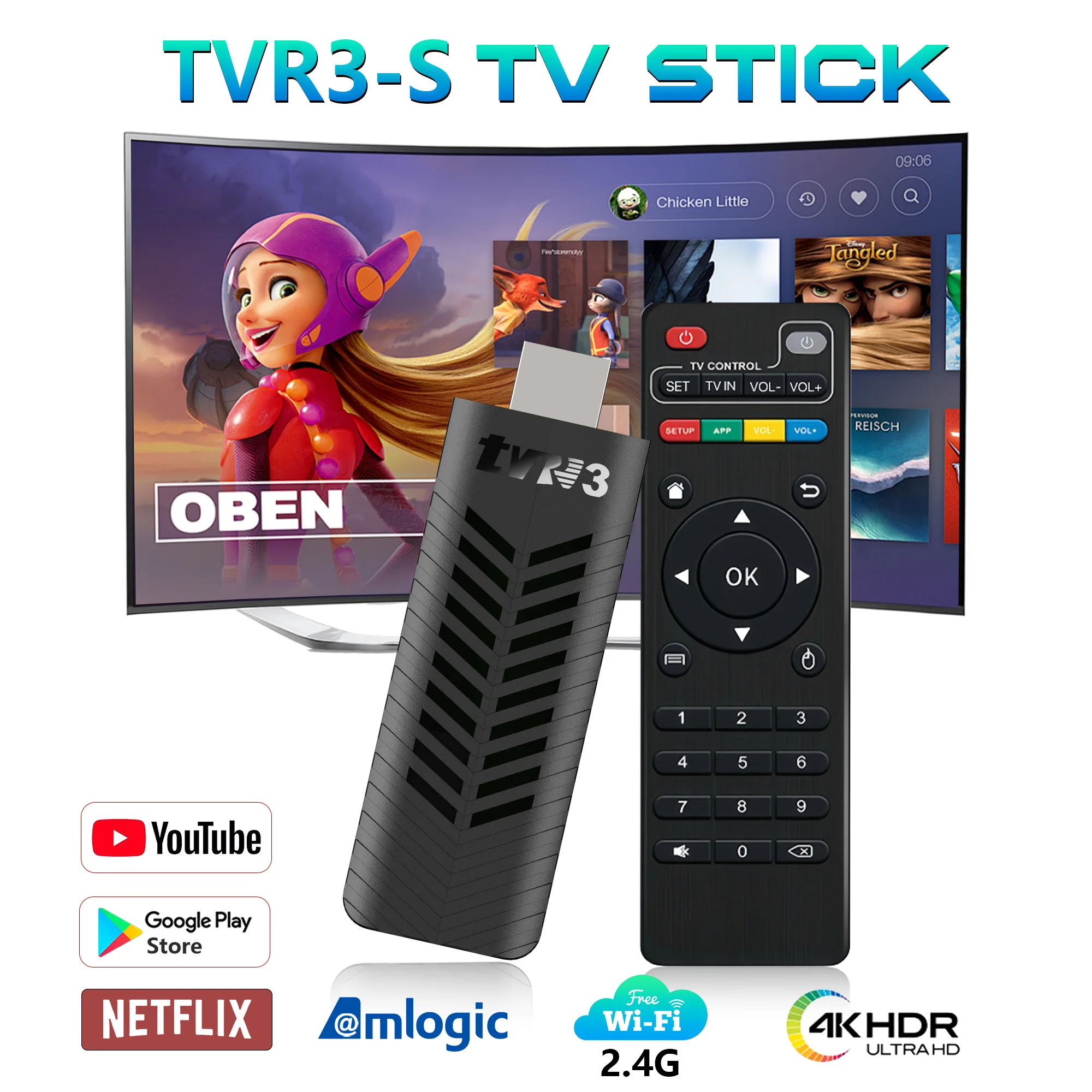 

TVR3-S Android Smart TV Stick Amlogic S905l Youtube tiktok RAM 1GB ROM 8GB 2.4G Wifi 4K Smart Electronic Mini tv stick
