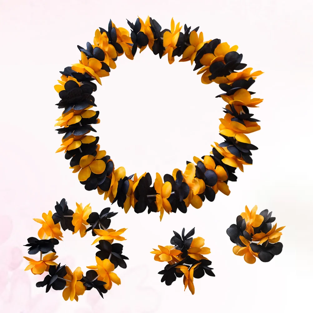 4 Pcs Makeup Headband Artificial Flower Luau Party Decoration Supplies Hawaiian Garland Floral Wreath Seaside Resort