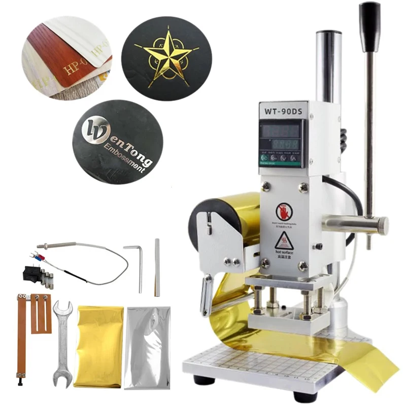 

Professional Golden Leather logo Embossed Foil Hot Stamping Machine Letter Stamping Machine