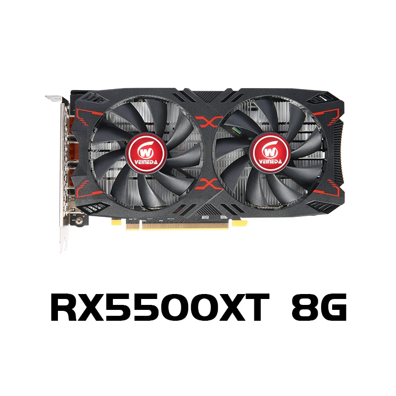 بطاقة رسومات VEINEDA RX 5500XT 8GB GDDR6 128Bit PCI Express 4.0 × 8 8Pin GPU Rx 5500XT PC بطاقة فيديو للألعاب Placa De Video