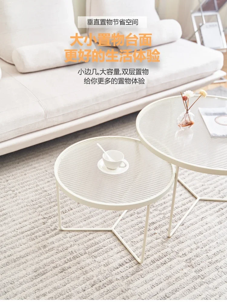 Changhong glass coffee table living room home simple modern small table cream wind online celebrity round coffee table small apa