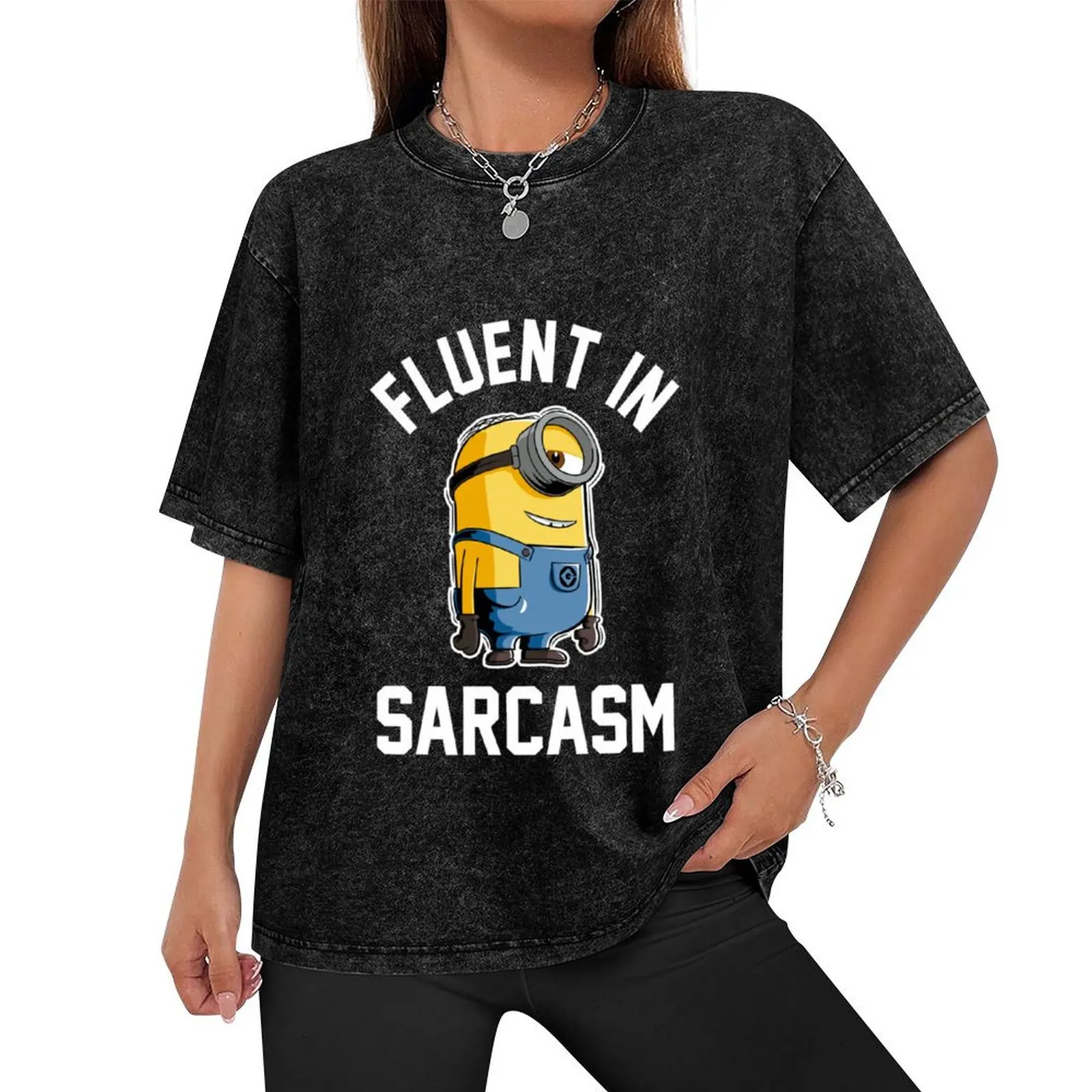 Despicable Me Minions Fluent In Sarcasm Smirk Portrait Long Sleeve T Shirt T-Shirt tees Men's cotton t-shirt