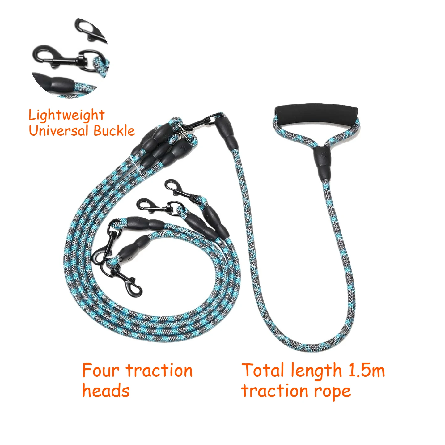 

4 In 1 Detachable Dog Leash, Dual Head Multi Pet Walking Collar Lead