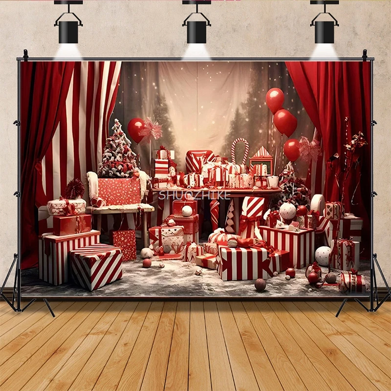 

SHUOZHIKE Christmas Day Photography Backdrops Magic Xmas Eve Happy New Year Creath Fireplace Studio Background Props JD-14