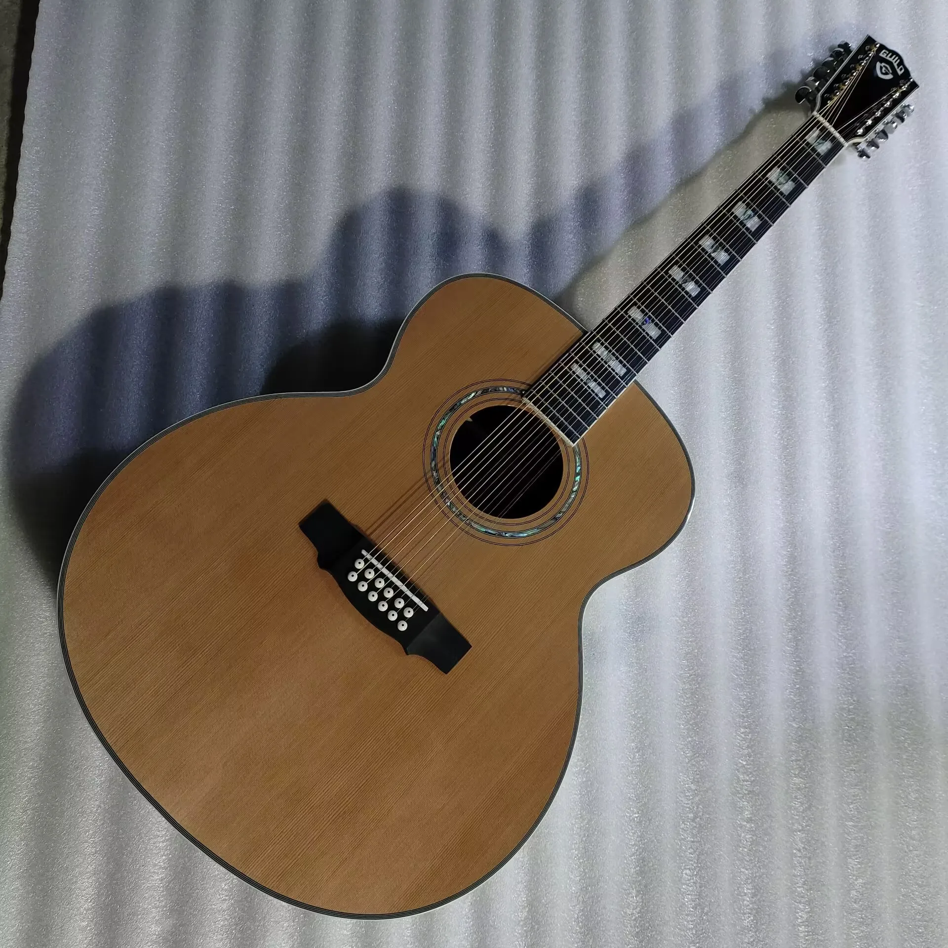 solid cedar wood Electric Acoustic Guitar, Ebony F512, Jumbo Size, 12 Strings, Monochrome Style, 12 Strings, Free Shipping