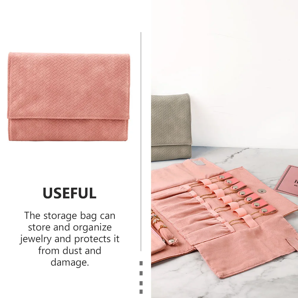 

Multifunction Travel Jewelry Storage Roll Bag Foldable Organizer Portable Soft Lining Jewelry Holder Ring Necklace Bracelet Case