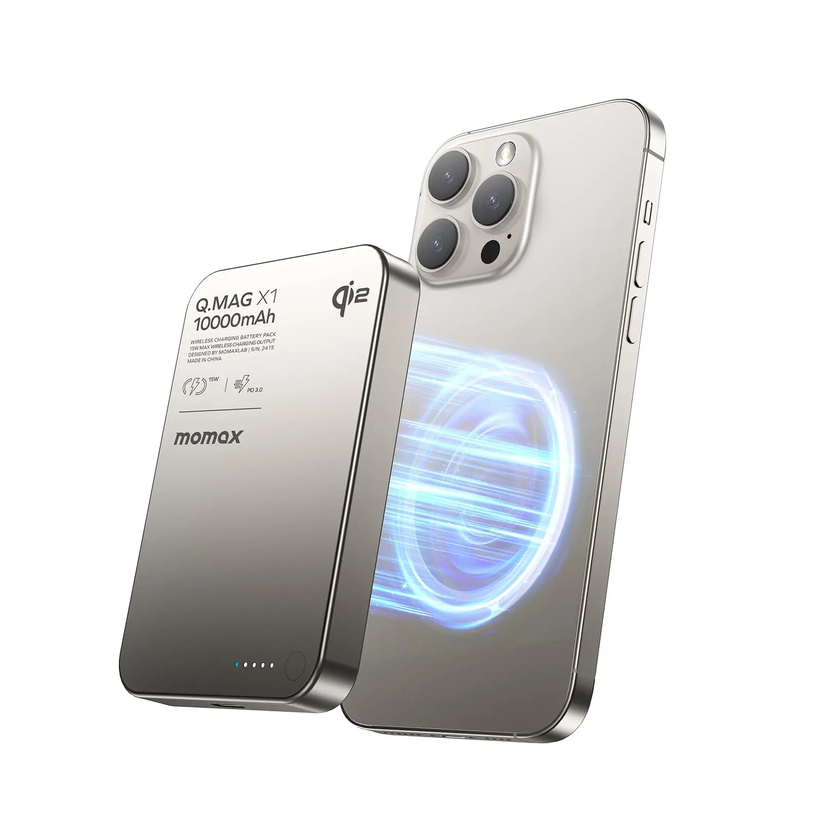 

MOMAX Qi2 Магнитный внешний аккумулятор 10000 мАч 15 Вт Беспроводная зарядка 22,5 Вт Проводная зарядка Qi2-сертифицирована для iPhone 16 15 14 13 12 Pro Max