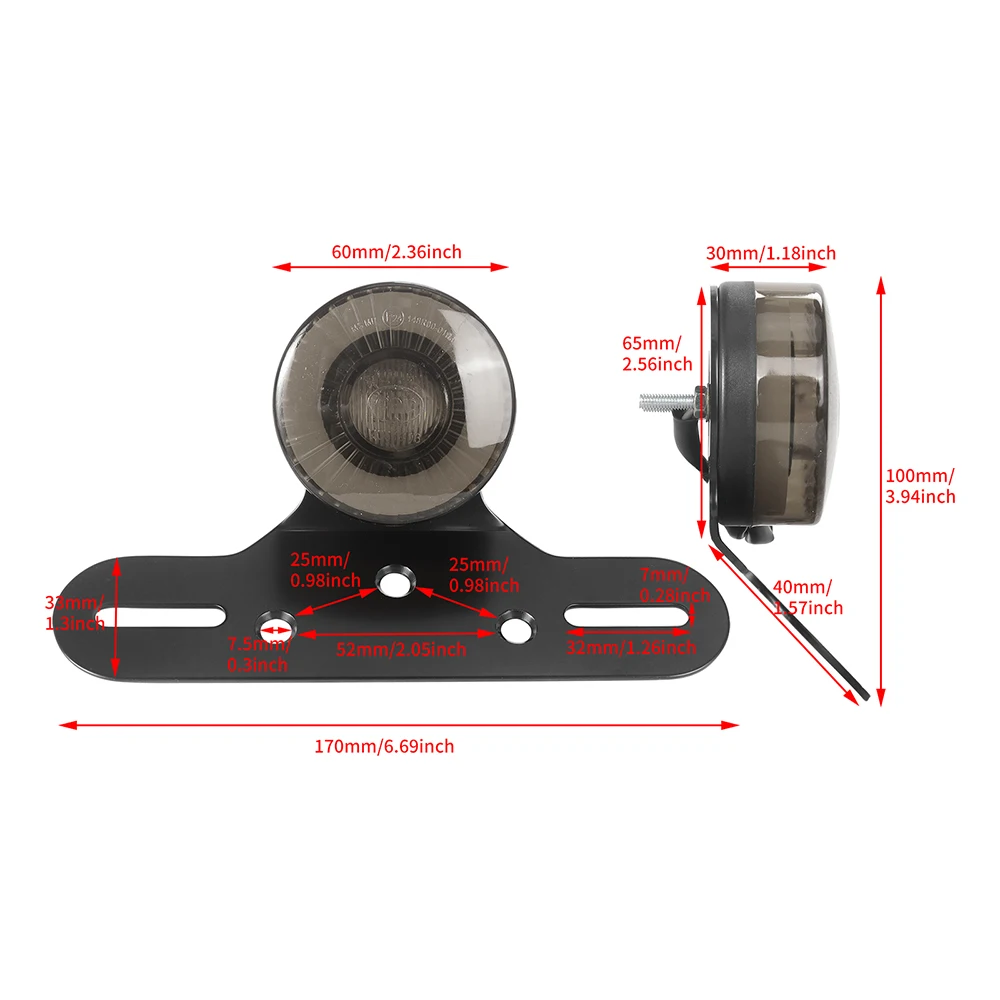 Motorcycle Tail Light Retro Rear Taillight Stop Lamp License Plate Mount for Harley XL883 XL1200 Suzuki Honda Chopper Bobber view 2