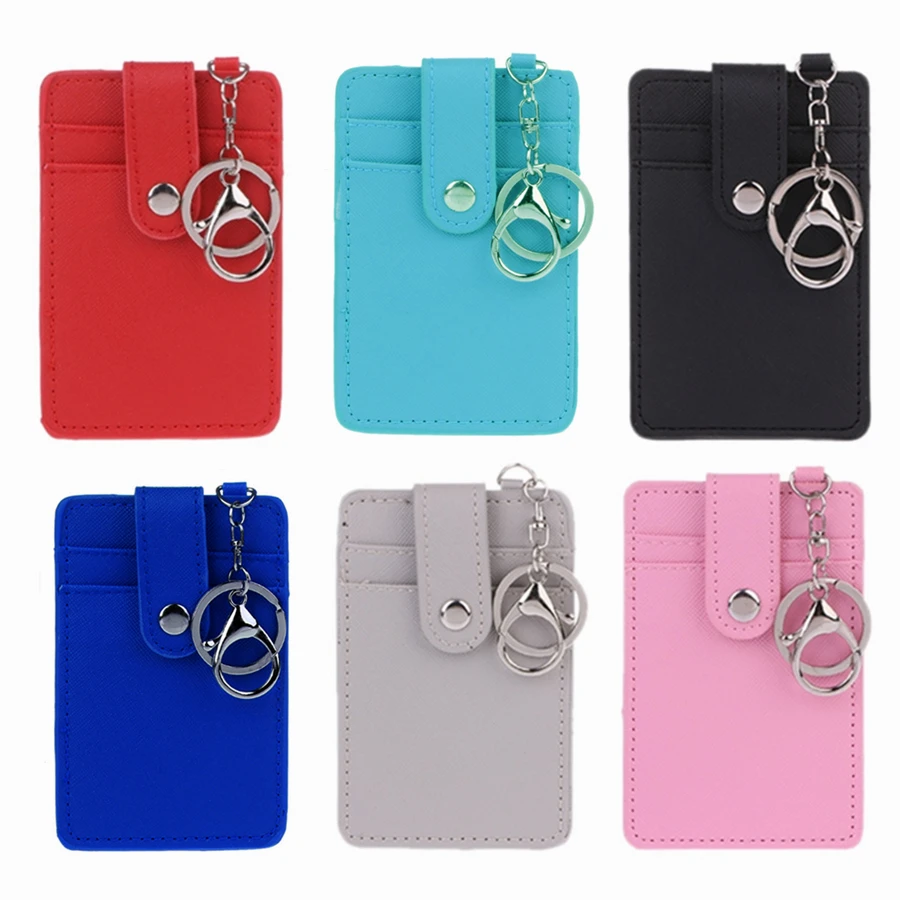 

1Piece PU Leather Slim Card Holder Purse ID Window Front Pocket Wallet Credit Bus Card Holder Gifts for Friends Women