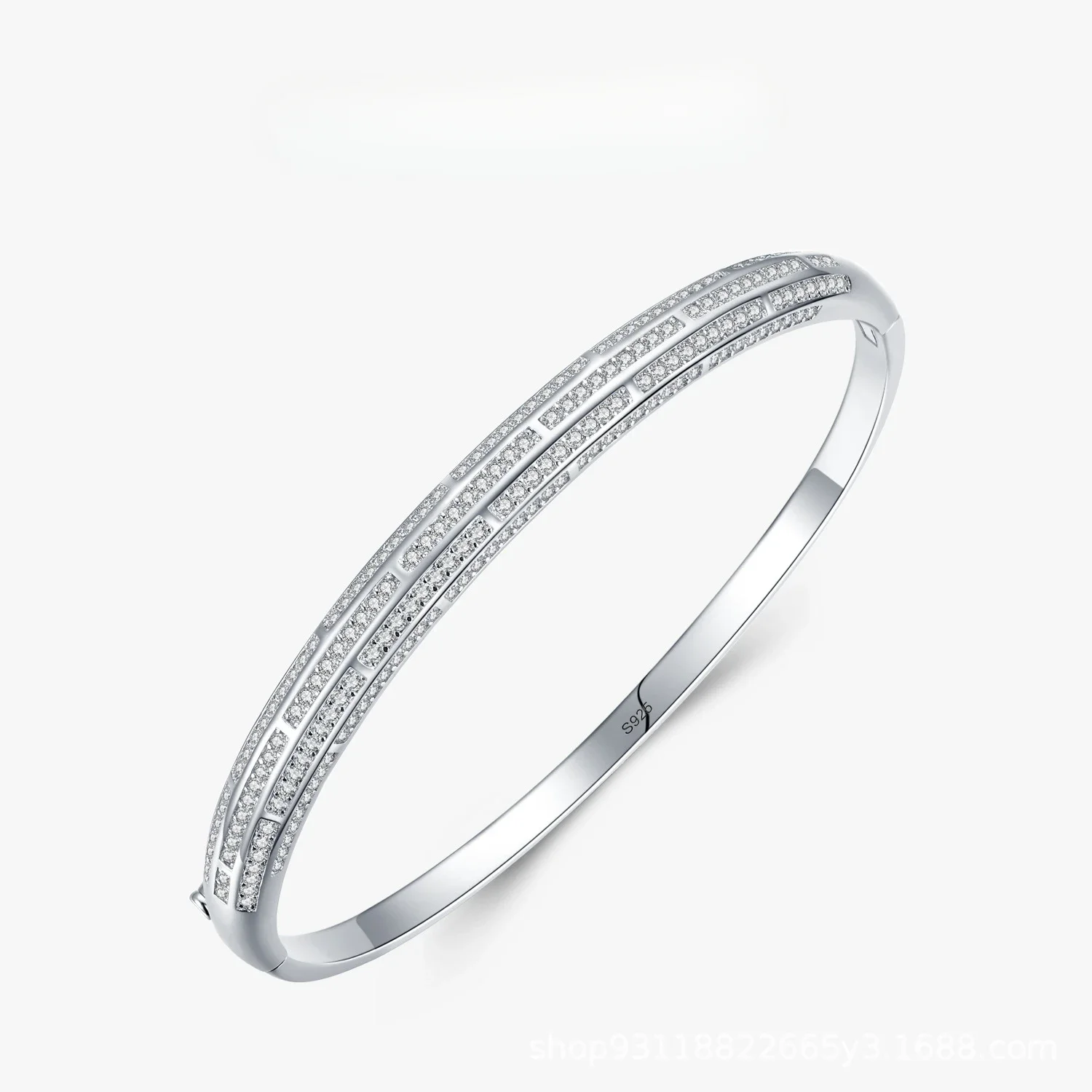 S925 Silver Bracelet, Korean Minimalist and Fashionable Micro Inlaid Bracelet, Light Luxury and High-end Feel, Open Mouth