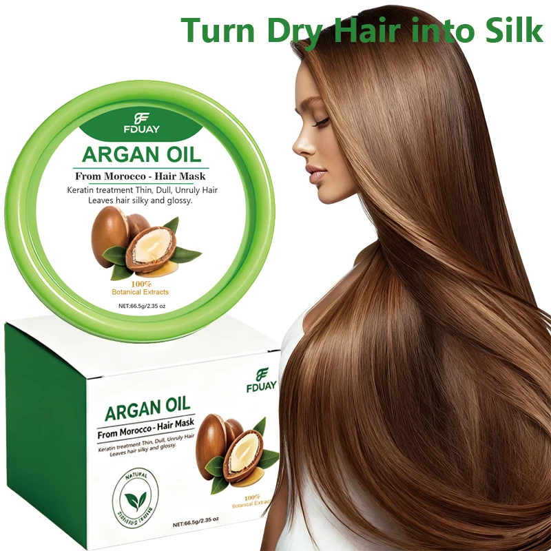 Pure Organic Moroccan Argan Oil Hair Mask Quick Repair for Damaged Dry Split Hair Dual Oil-Control Moisturizing Condition