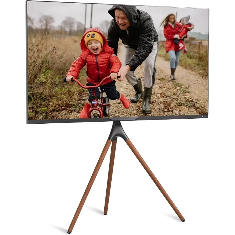 Easel Floor TV Stand with Tripod Base for 47-72 inch LED LCD OLED Flat and Curved Screens, Portable Height Adjustable