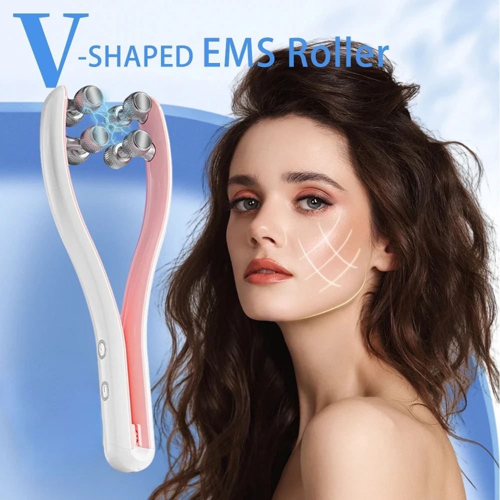 

EMS Face Lifting Roller Double Chin V Face Shaped Facial Massager Jaw Cheek Thin Slimming Facial Lift Up Belt Skin Care Tool