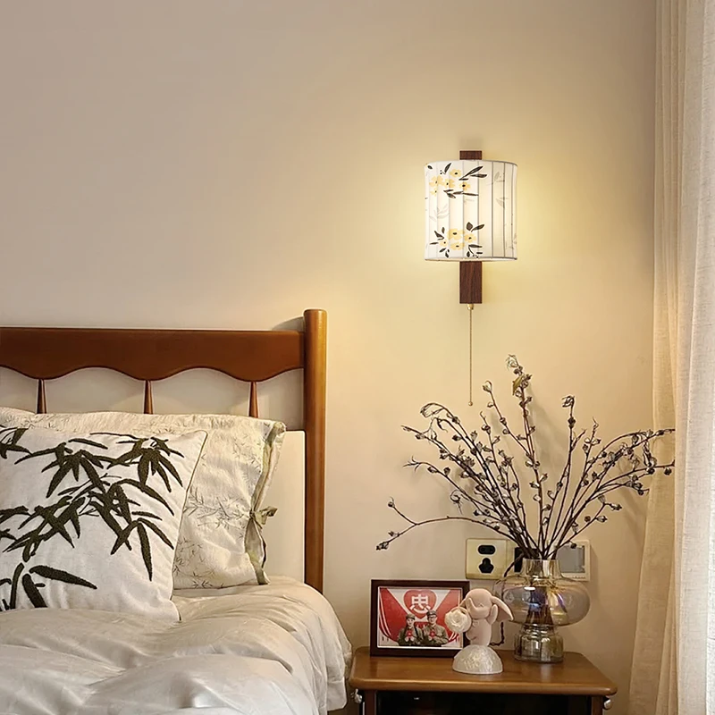 مصباح جداري بجانب السرير زن على الطراز الصيني، ممر دراسة غرفة الشاي، سلالم الممر، مصباح مفتاح بسحاب