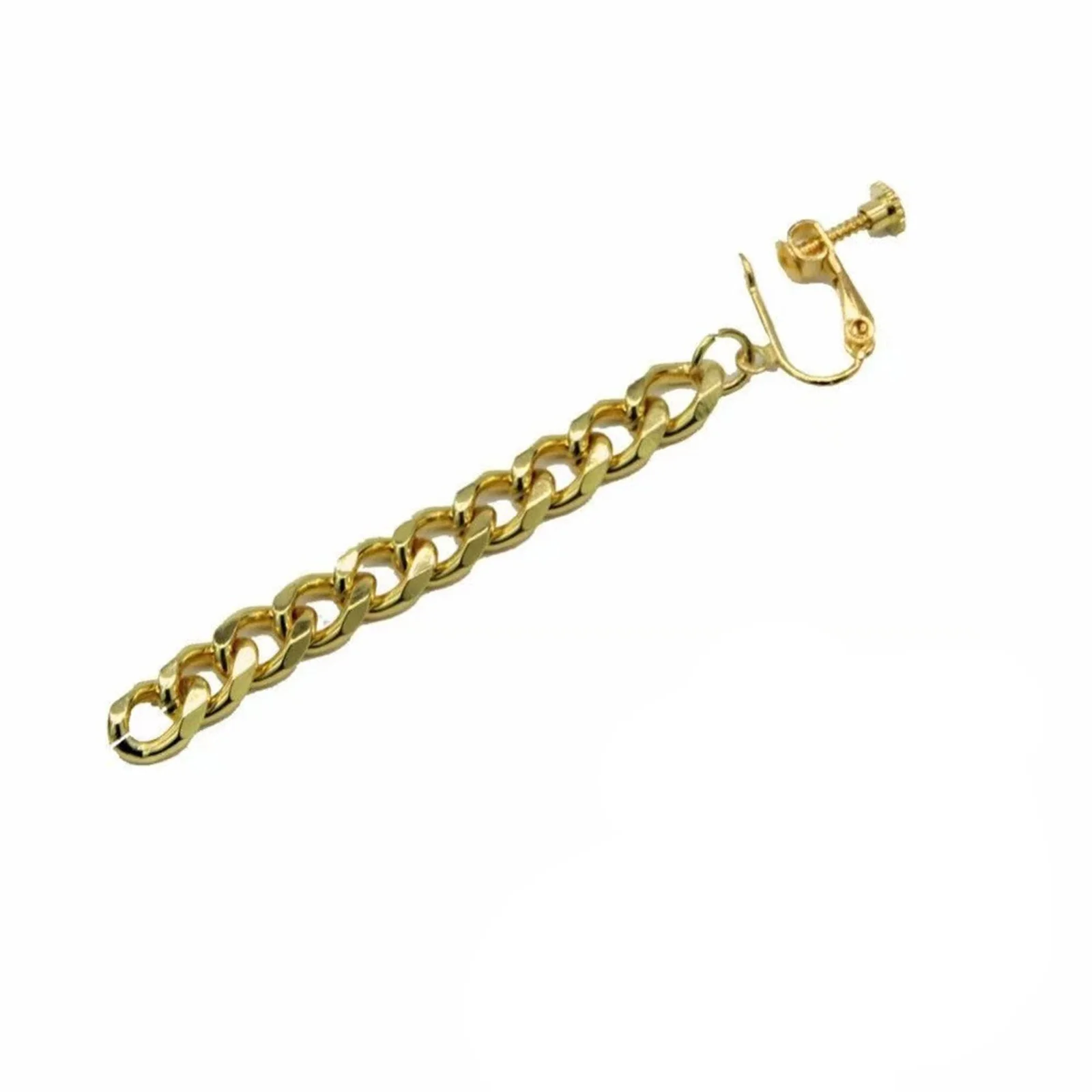 Anime Rumi Cosplay Chain Drop Earrings Gold Chunky Chain Earrings Metal Chain Dangle Ear Clip Halloween Costume Accessories