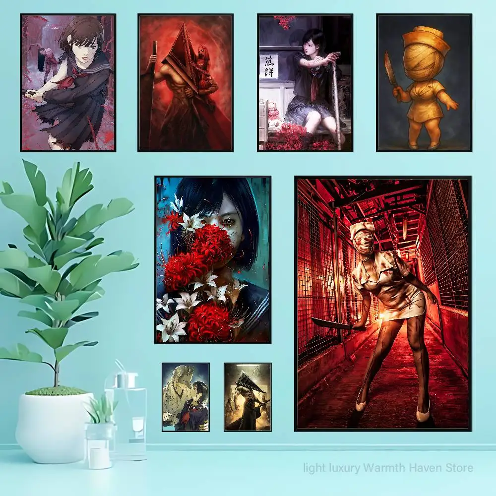 

Horror S-Silent H-Hill f Poster Fancy Wall Sticker for Living room bar retro decorative painting room