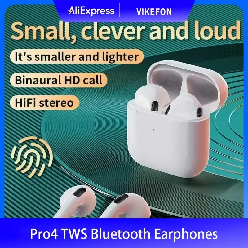 

2025 Pro4 TWS Bluetooth Earphones 9D Stereo Wireless Headphones InEar HiFi Earbuds HandsFree Headset With Microphone For Xiaomi