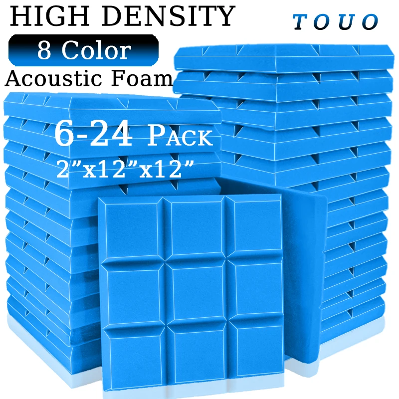 

TOUO Studio Acoustic Foams 6/12/24 Pcs High Density Soundproof Foam Ceiling Acoustic Treatment Ceiling Wall Soundproofing