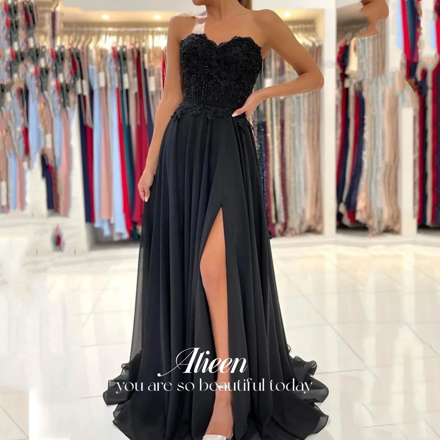 

Aileen Strapless Ball Gowns Applique Elegant Guest Wedding Dress Party Evening Elegant Luxury Celebrity Line A Bead Embroidery