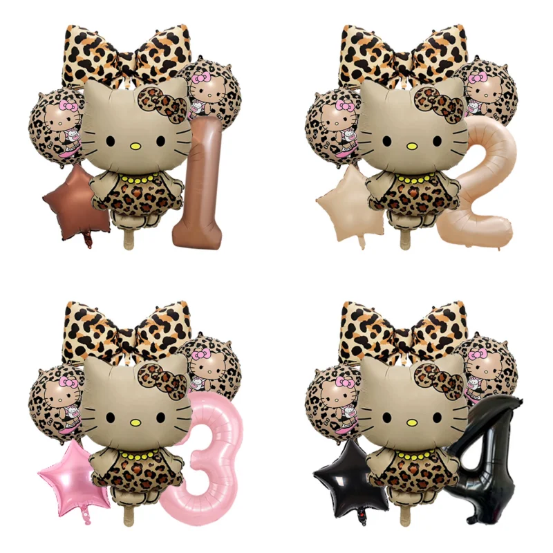 Hello Kitty Themen-Folienballons Set Latex-Ballons Zahlenballons Kinder Geburtstagsgeschenke Baby-Shower Party Dekoration Ornament