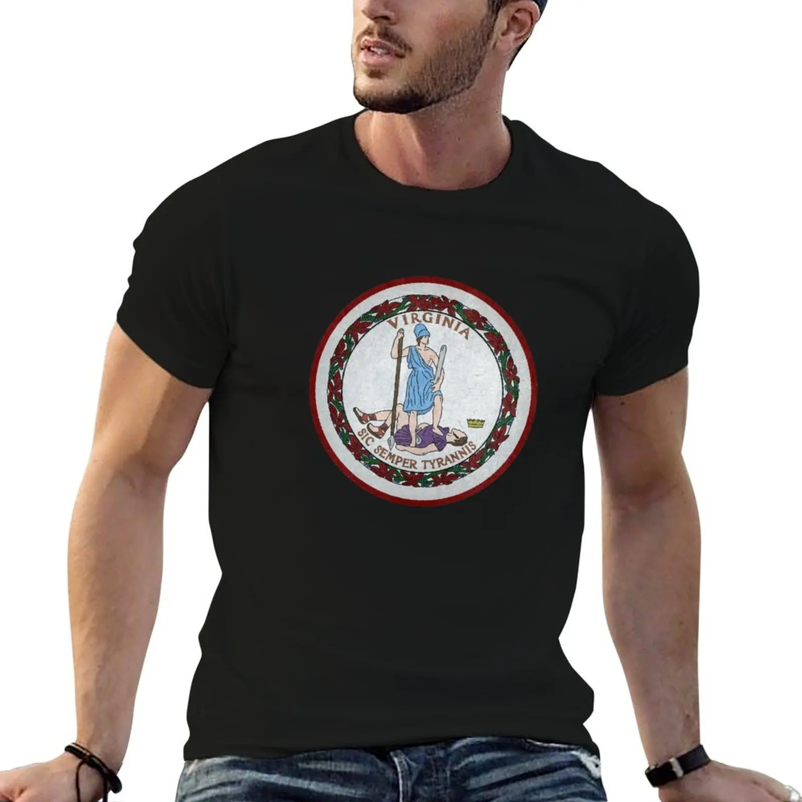 

Virginia State Flag T-Shirt mens graphic t shirts men t shirt cotton 100% T-Shirt