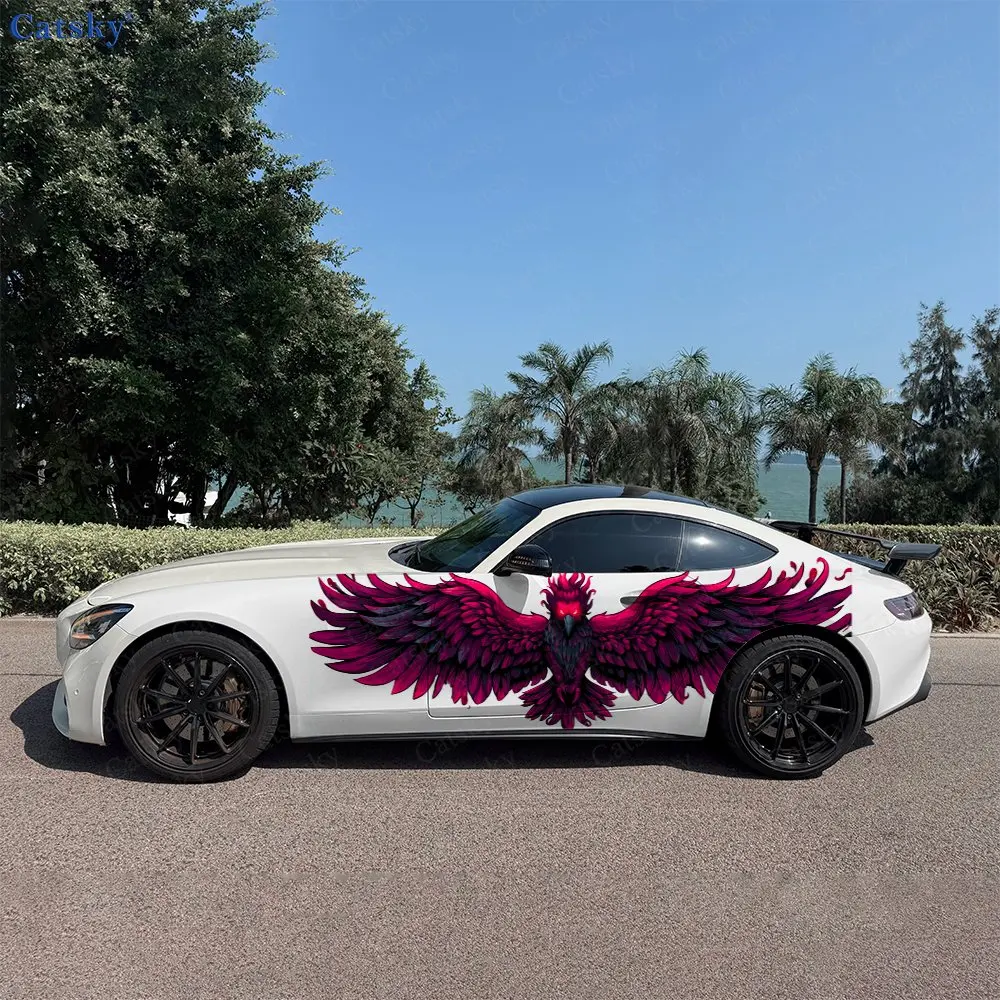 2 pegatinas de vinilo impermeables para coche, diseño Fénix Oscuro, decoración completa para carrocería, cubre arañazos, protege el coche