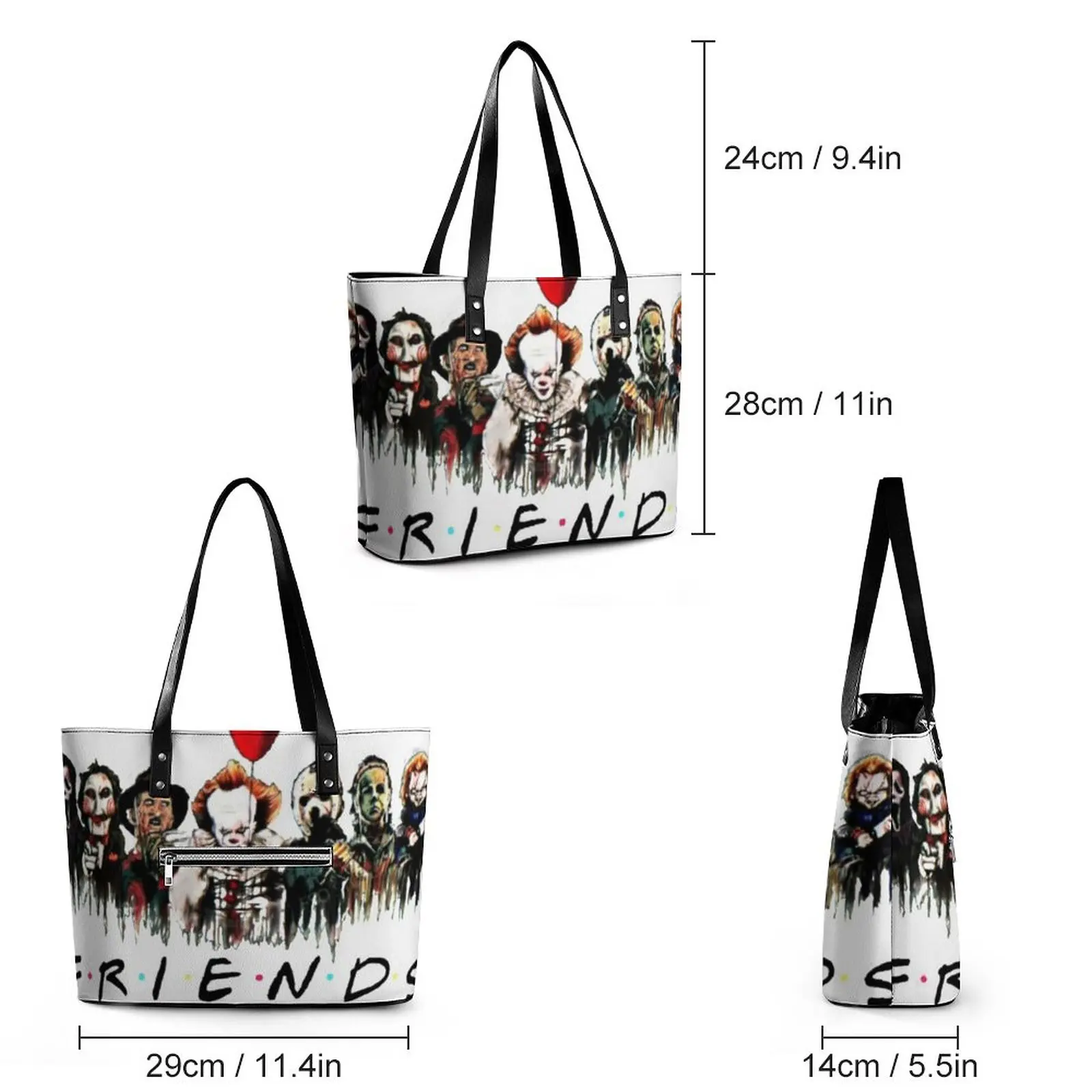 Chucky Halloween Friends Handbags Tv Series Pocket Tote Bag Modern PU Leather Shoulder Bag Ladies Travel Graphic Shopper Bags