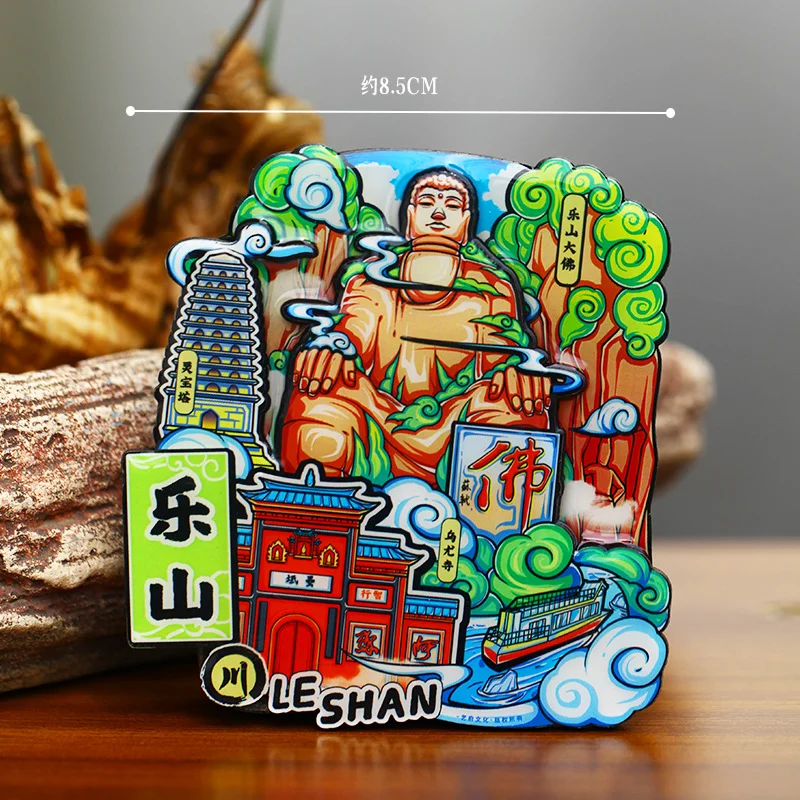 【Leshan】 【Leshan Giant Buddha】 Souvenir Magnet Kulkas Budaya dan Kreatif Dari Kota Kuno Suji dan Luocheng