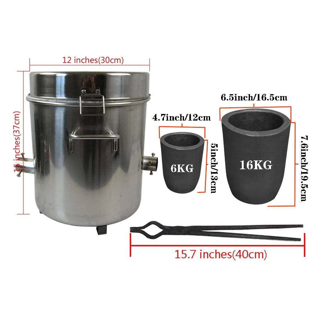 LSMIITTH 16 كجم/35.27LBS فرن صهر المعادن البروبان مع 2 وعاء إعادة تدوير خردة معدنية مناسبة وصب المعادن الثمينة