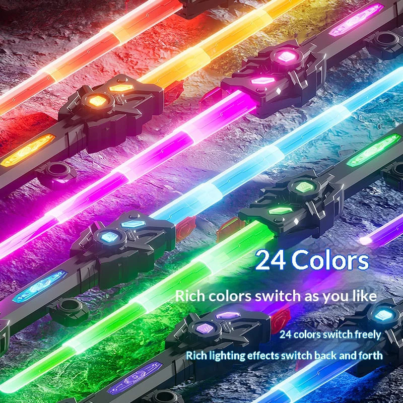 Children's Toy Double-Edged Laser Sword Planet Telescopic Light-Up Sword Two-In-One Children's Light-Up Battle Toy Birthday Gift