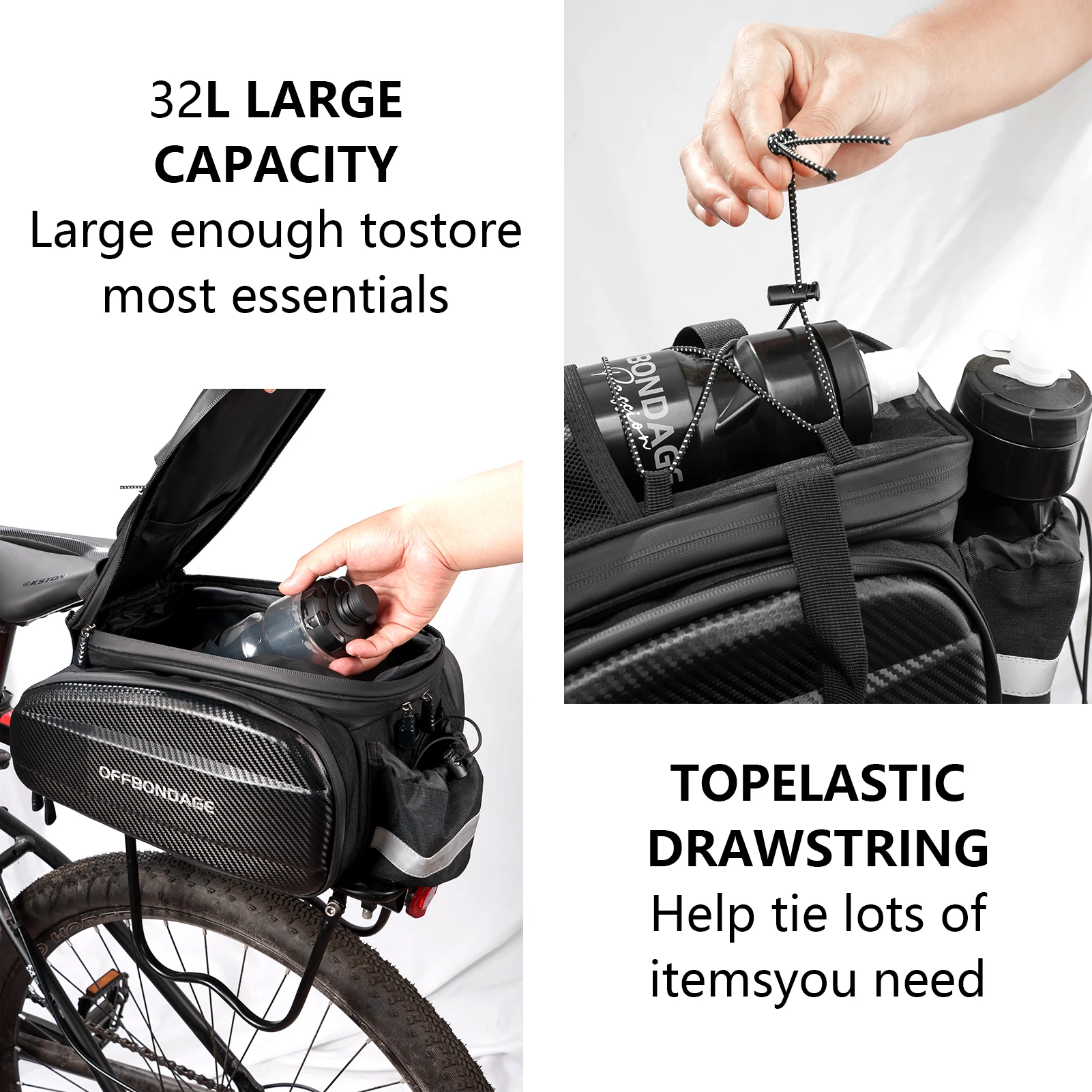 OFFBONDAGE سعة كبيرة دراجة أكياس المقعد الخلفي إيفا متعددة الأغراض الجبلية الطريق دراجة الناقل حقيبة توسيع الدراجات حقيبة مزدوجة الجانب