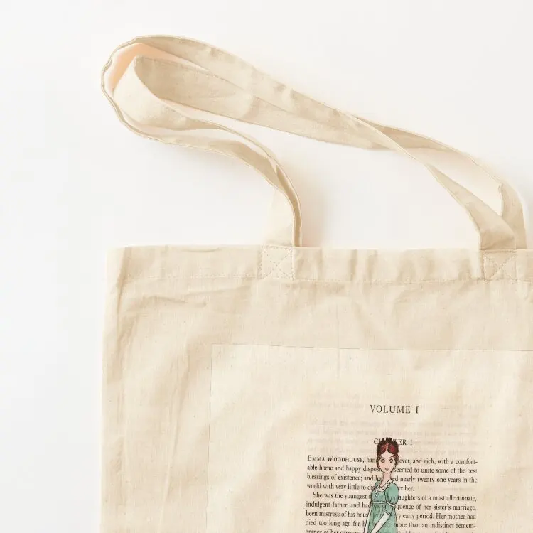 جين أوستن - حقيبة يد إيما توت حقيبة يد من القماش حقيبة نسائية قابلة للطي للتسوق في السوبر ماركت