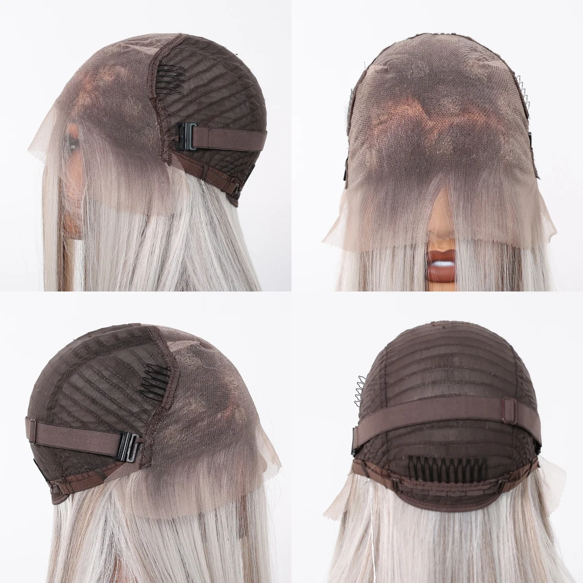 Long Straight Ash Platinum Ombre Synthetic Lace Frontal Wigs 13*6 Lace Front Hairline Blonde Wigs for Women Daily Heat Resistant